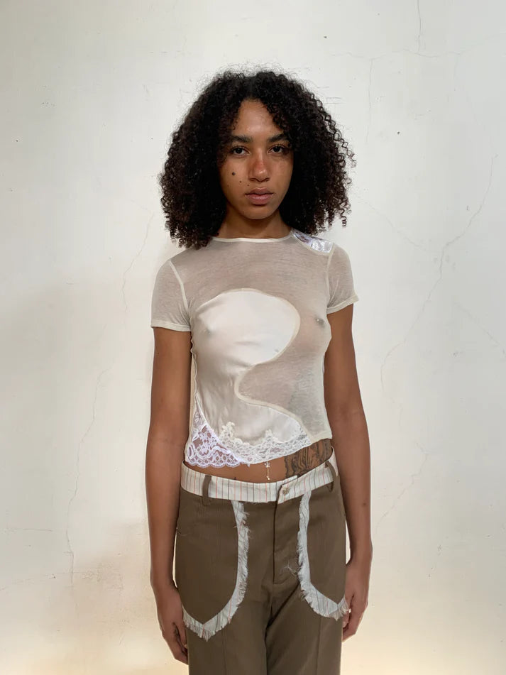 garbage core - LACES INTARSIO TEE