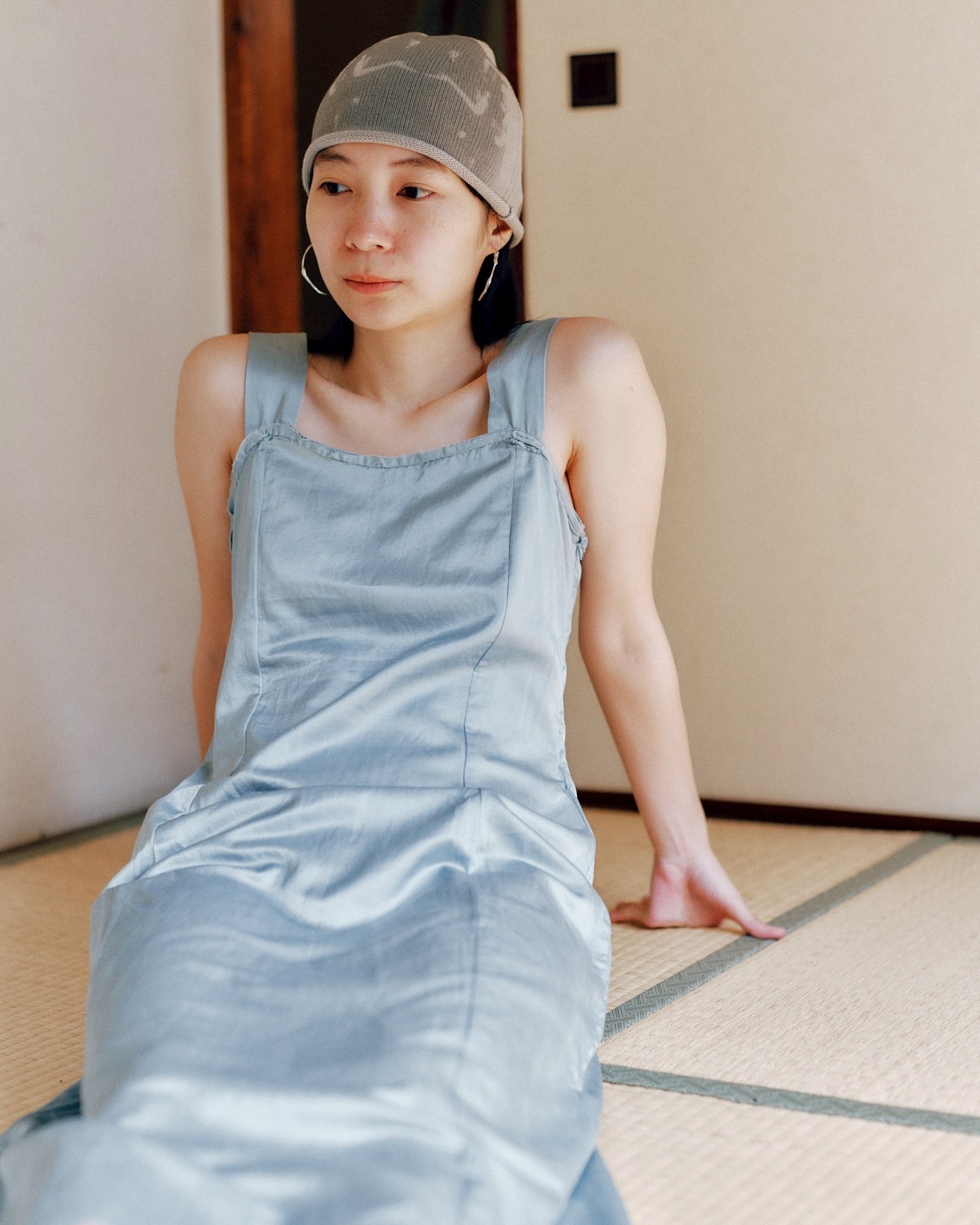 sula - wide strap dress - beluga