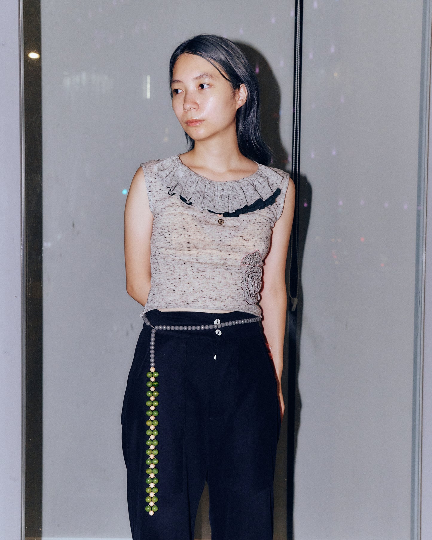 sula - flare pants velvetty cotton - dark navy