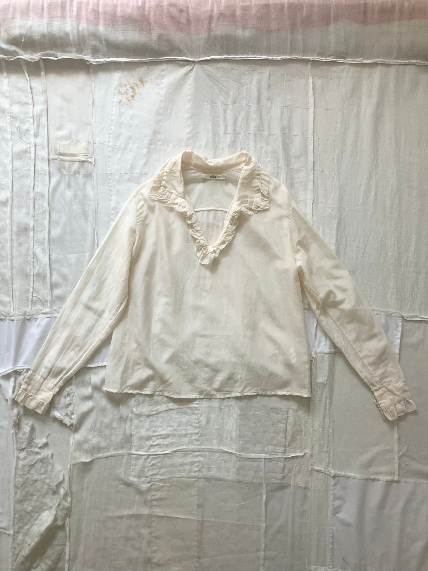 sula - frill blouse - egg nog