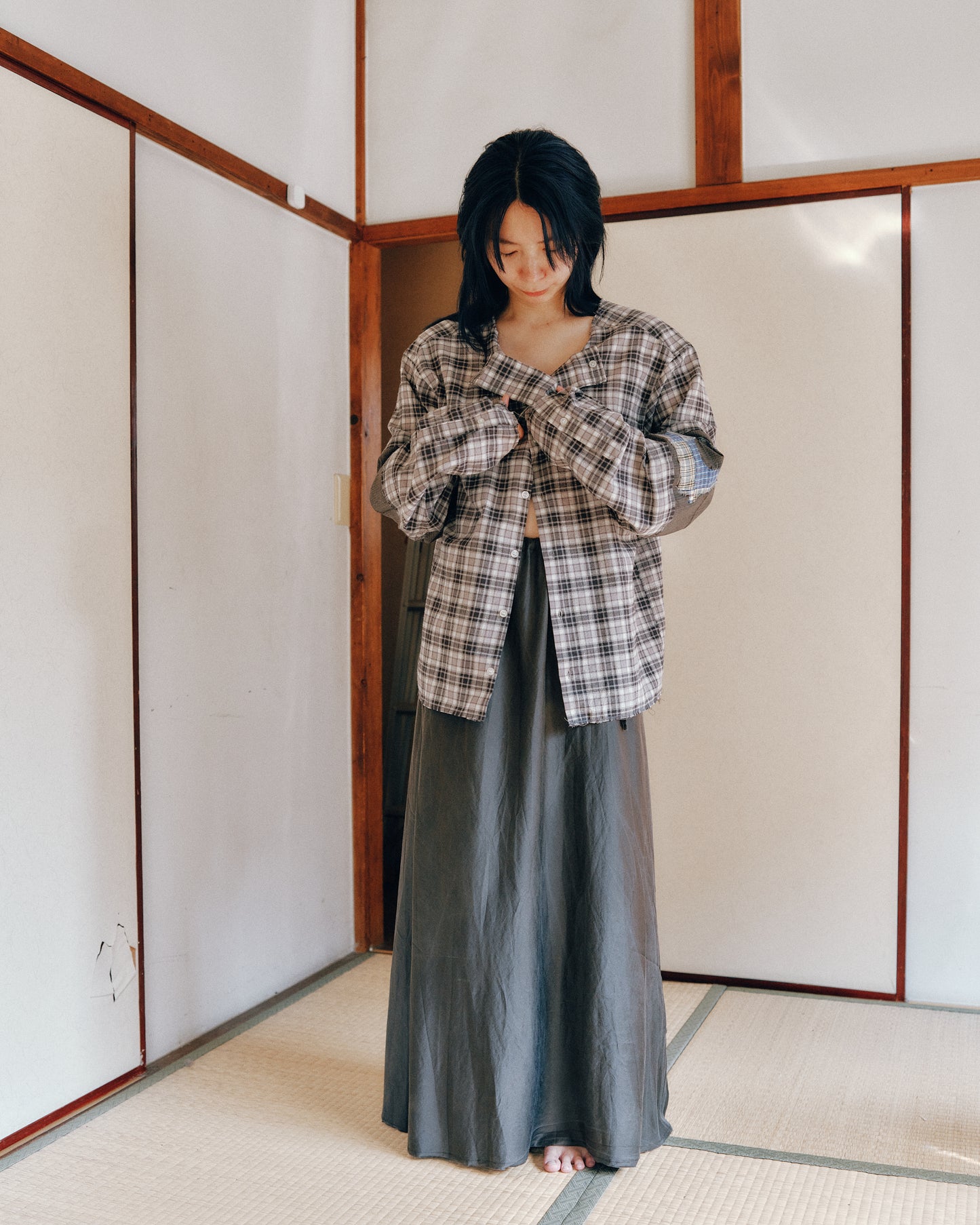 sula - bias cut long skirt - beluga