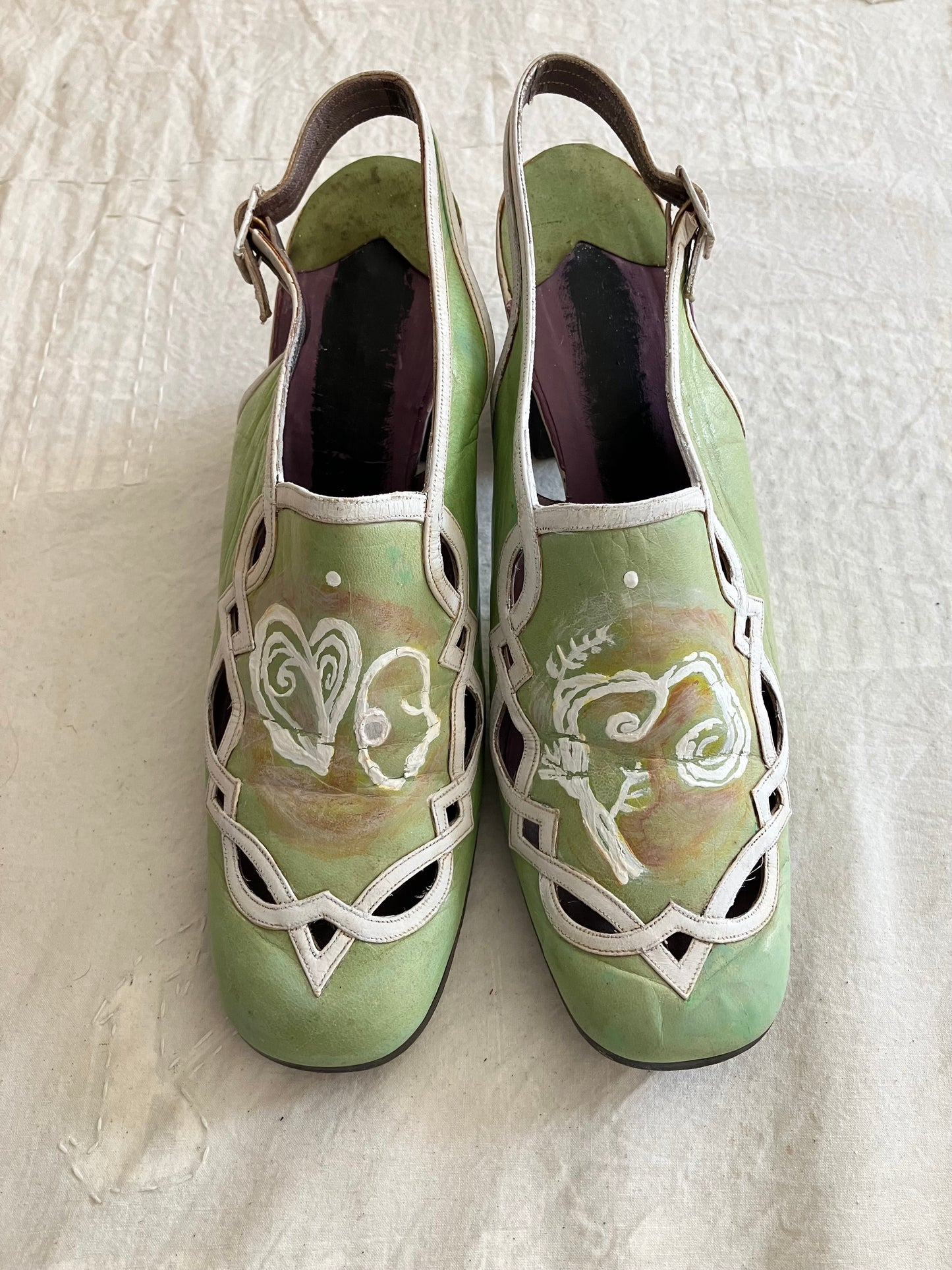 Kei Yamada - green shoots vintage square chunky heel