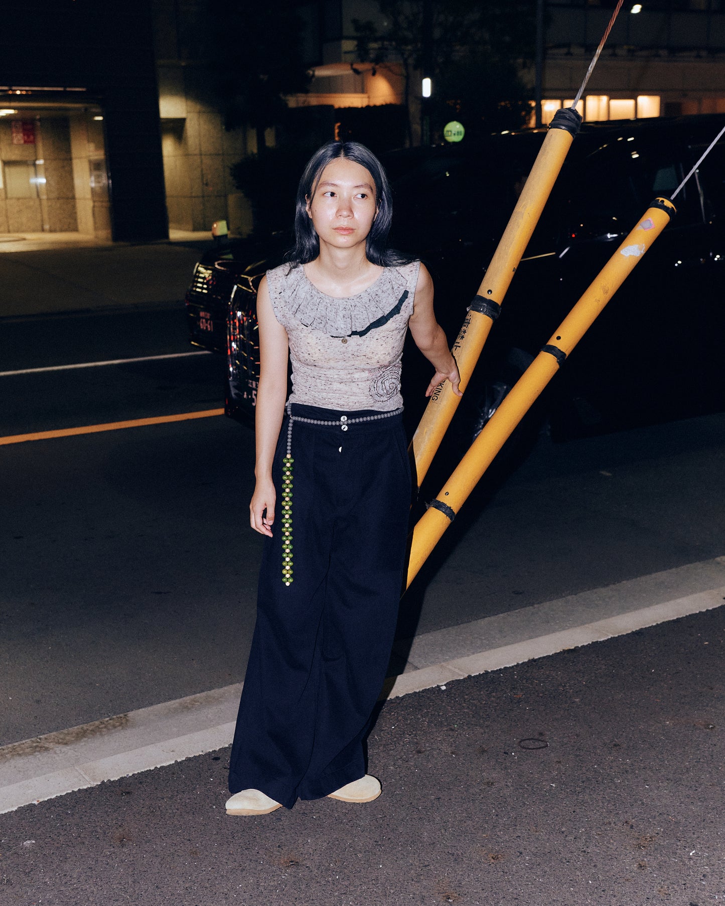 sula - flare pants velvetty cotton - dark navy