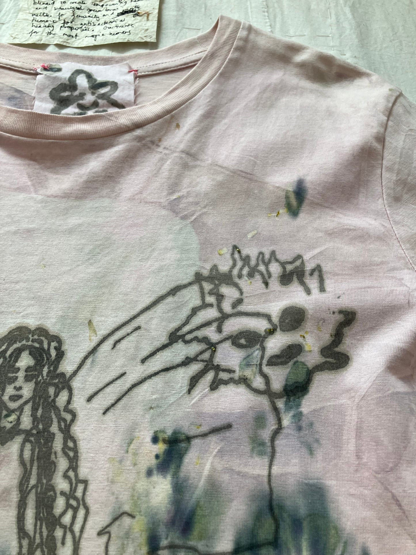 EIRINN HAYHOW - FOREST FAIRIE WITH SNAIL AND SUN TSHIRT 2 with bio flower patch