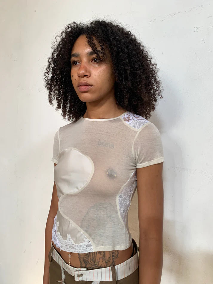 garbage core - LACES INTARSIO TEE
