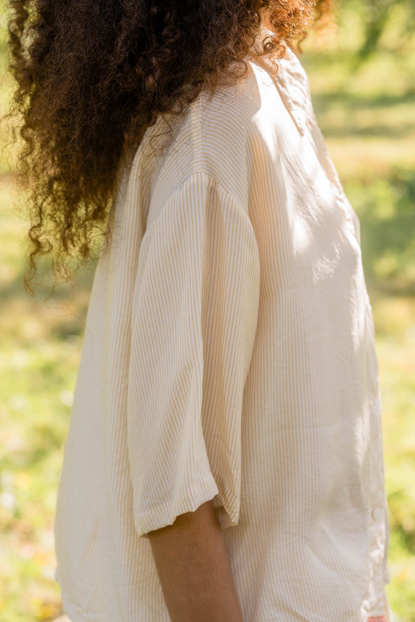 sula - clean patch shirt - gold & cream stripy turchi