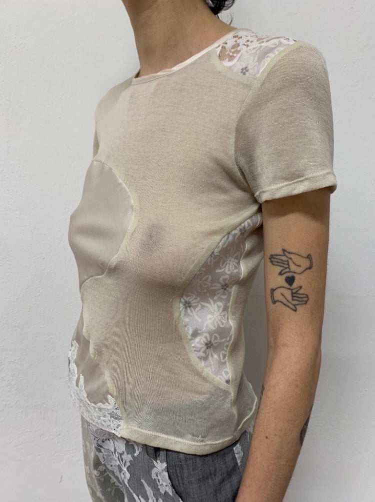 garbage core - LACES INTARSIO TEE