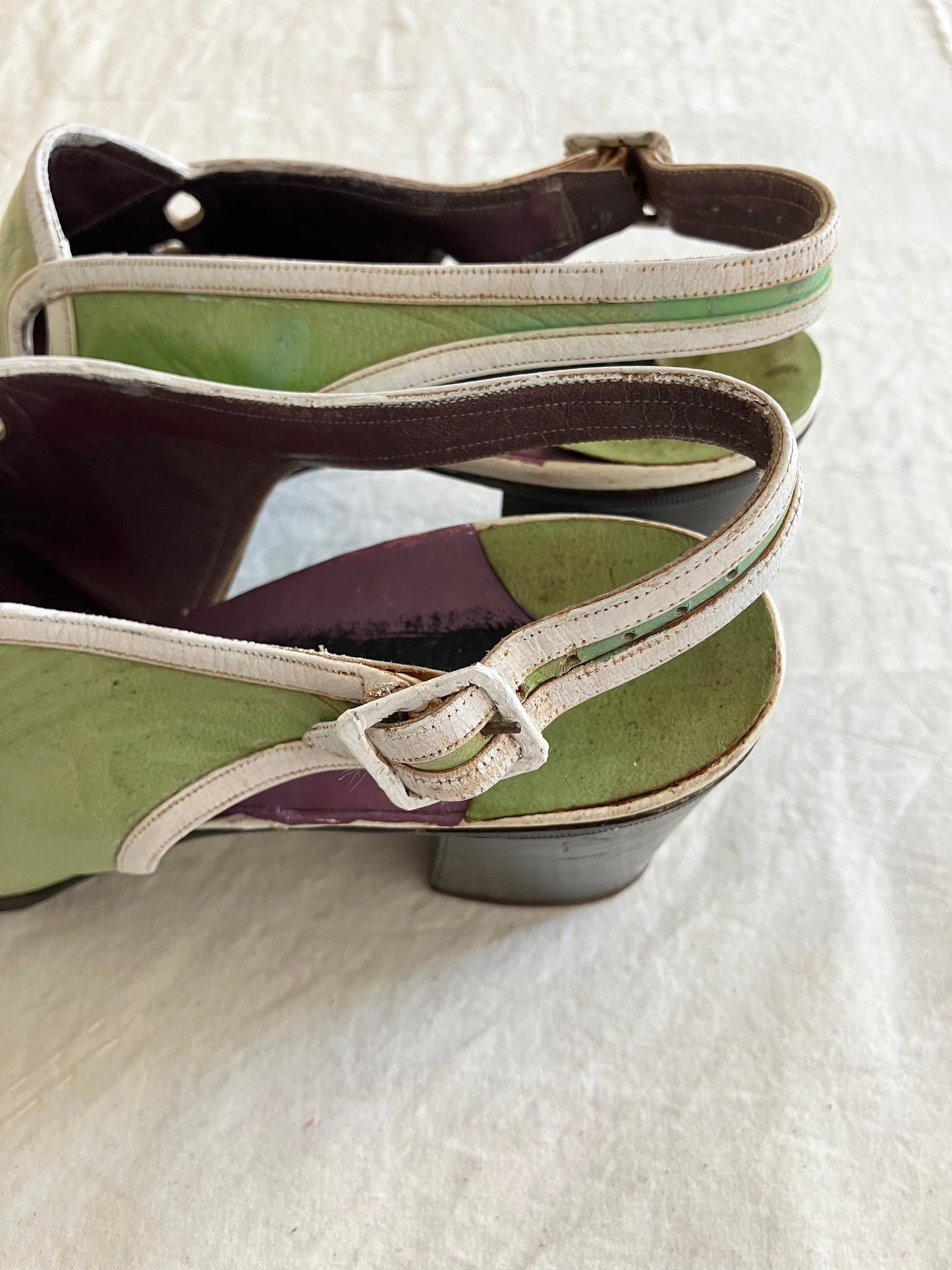 Kei Yamada - green shoots vintage square chunky heel