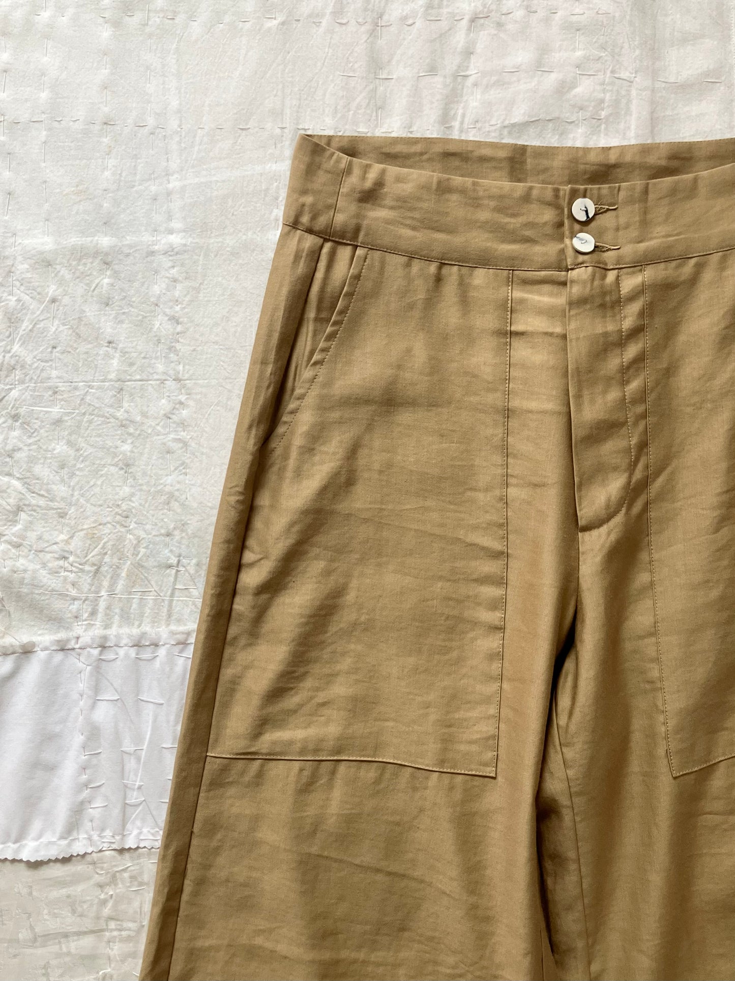 sula - flare pants french linen - ochre