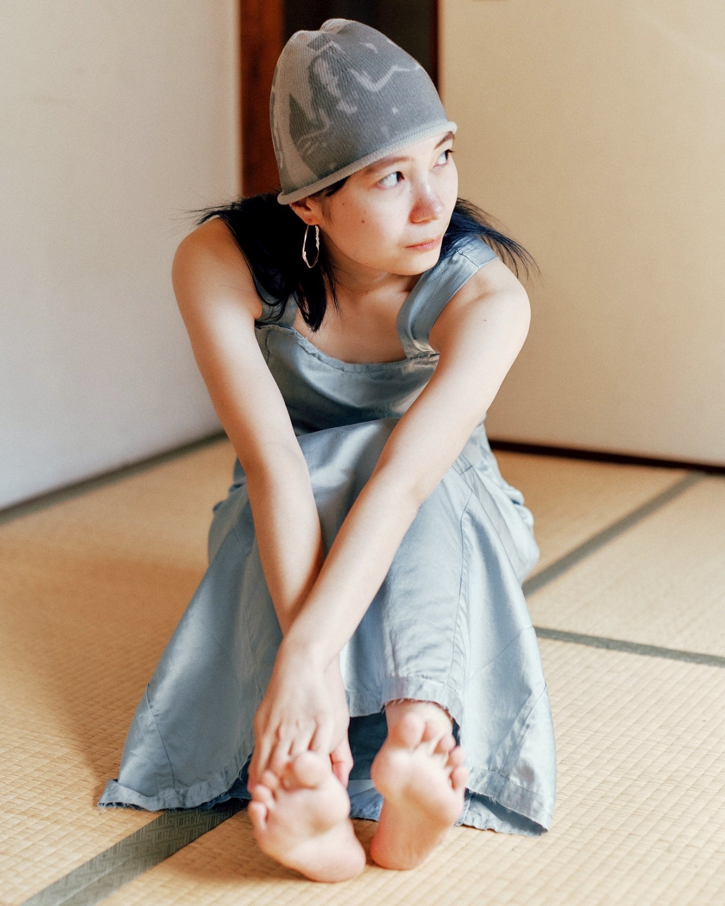 sula - wide strap dress - beluga
