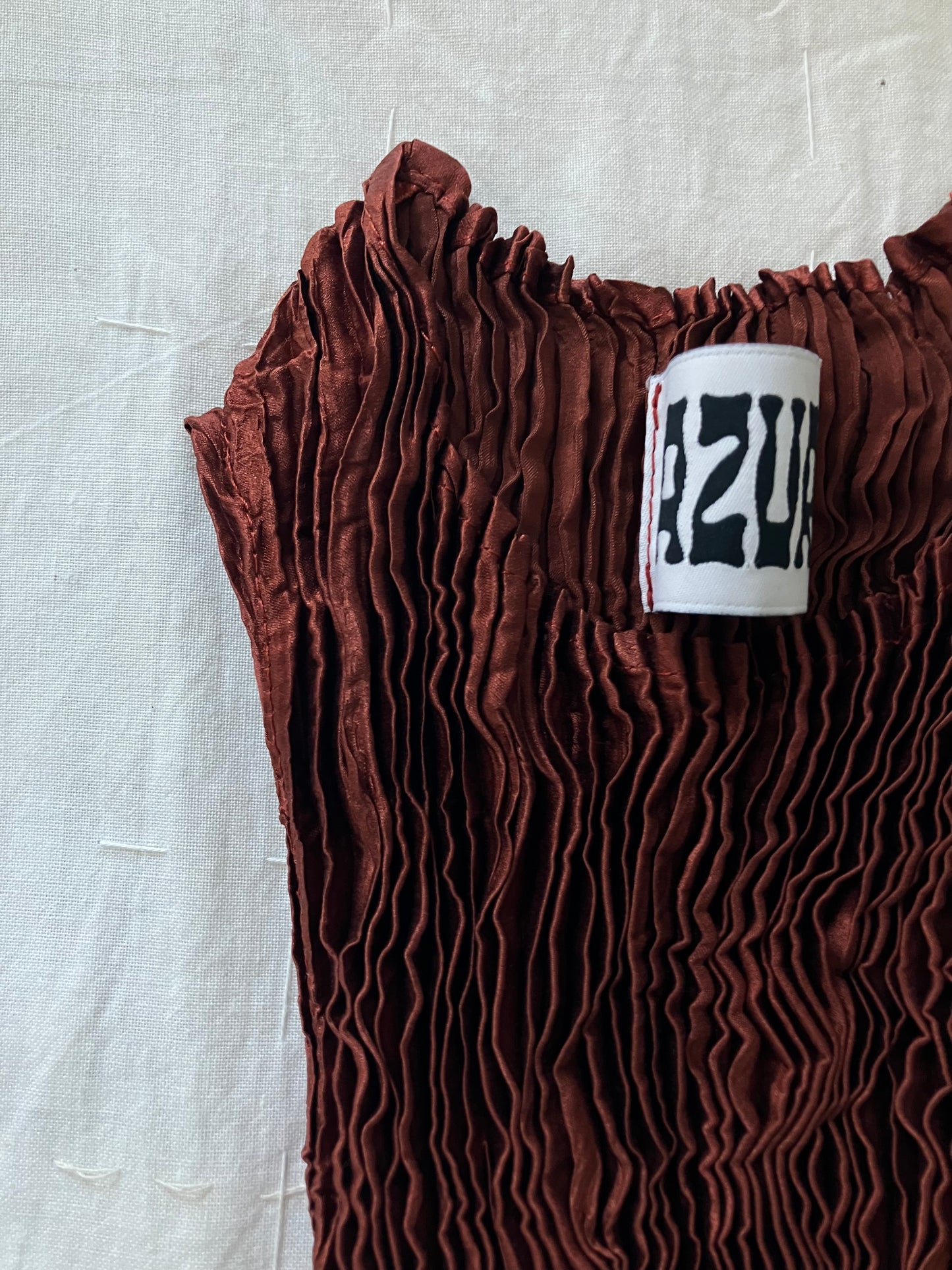 AZUR - Plissé Silk Tank Top - Mahogany