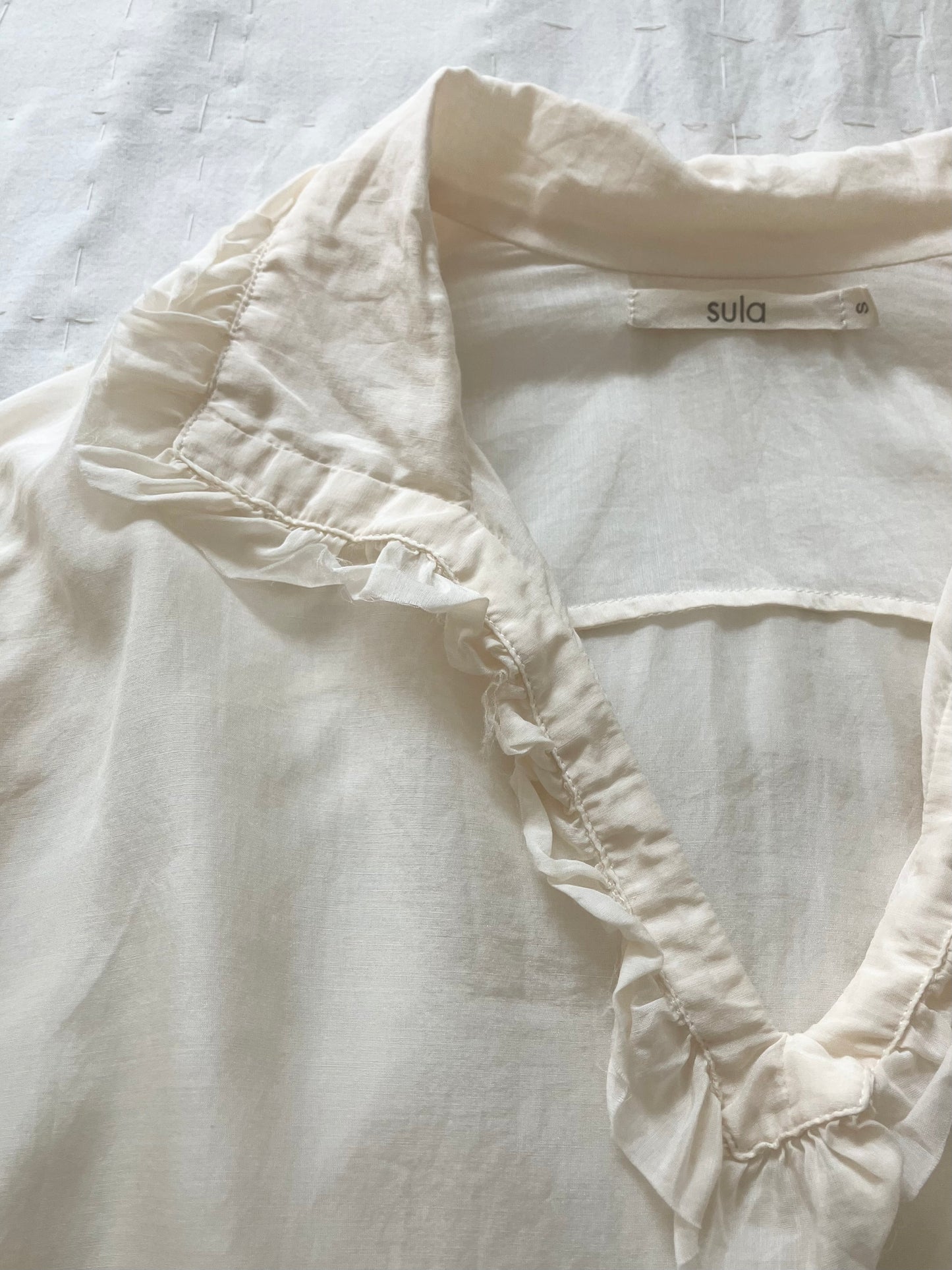 sula - frill blouse - egg nog