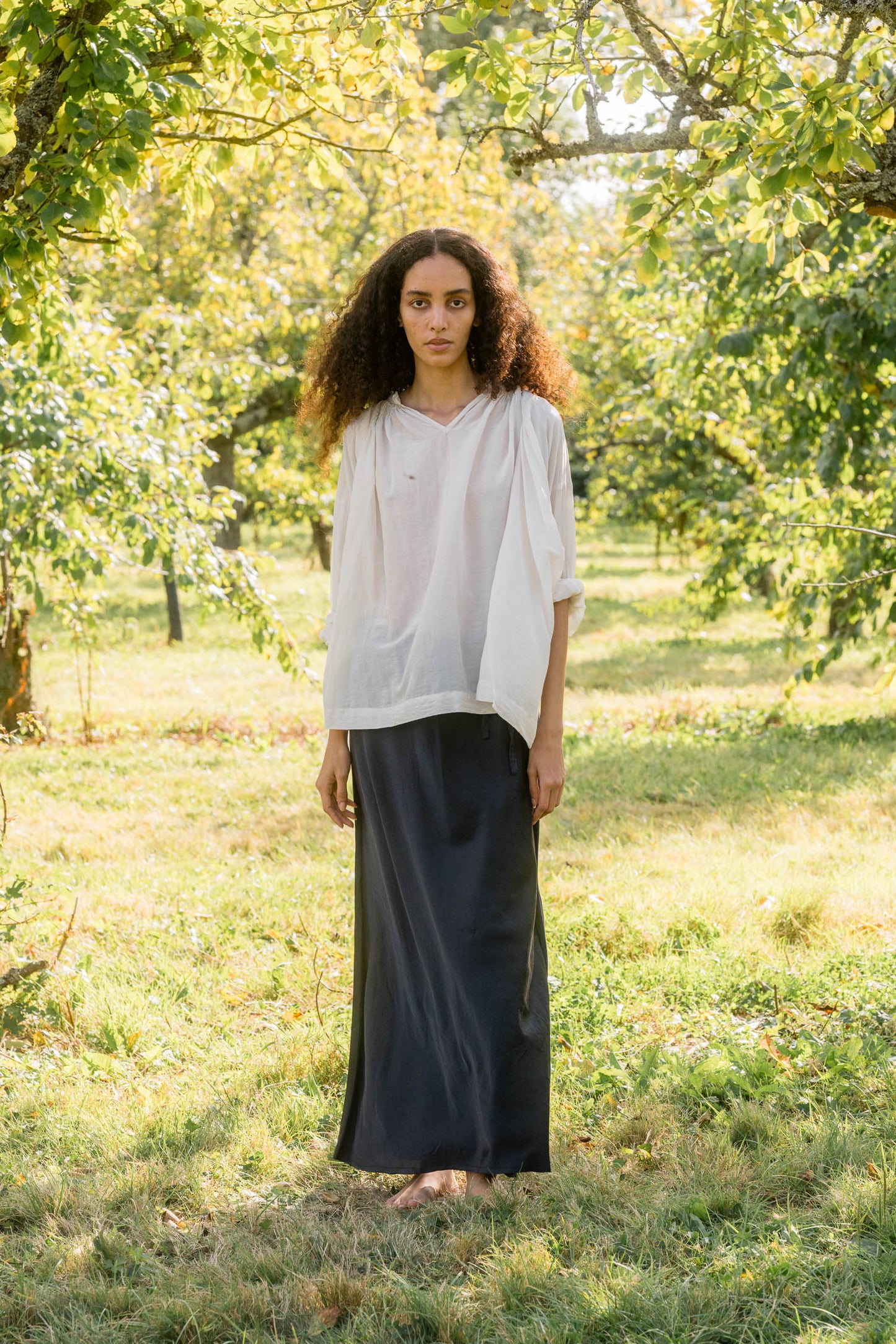 sula - bias cut long skirt - beluga