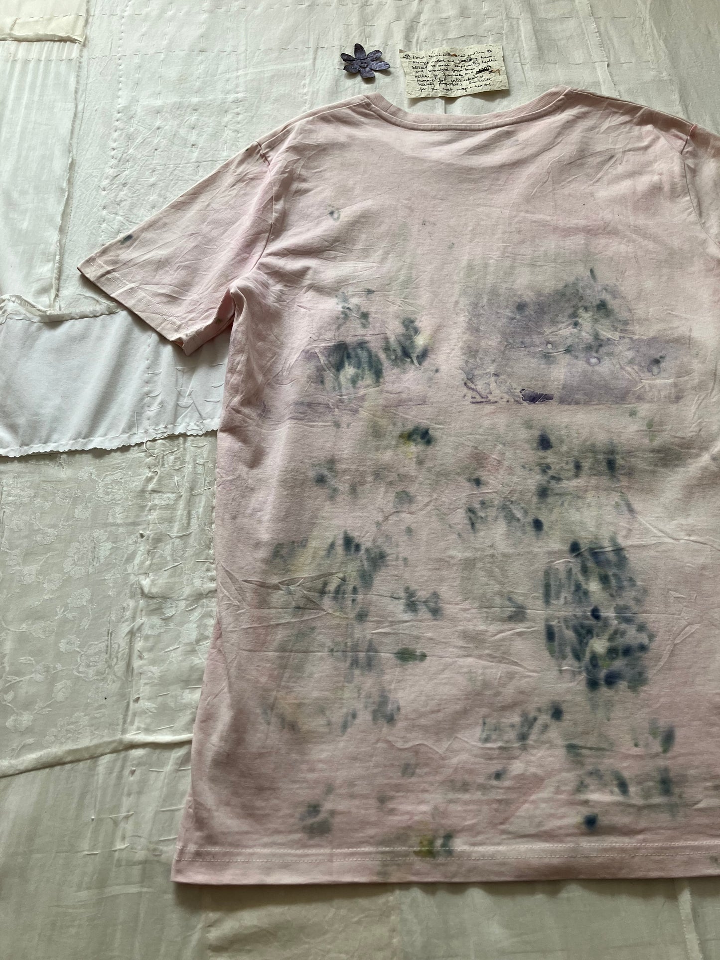 EIRINN HAYHOW - FOREST FAIRIE WITH SNAIL AND SUN TSHIRT 2 with bio flower patch