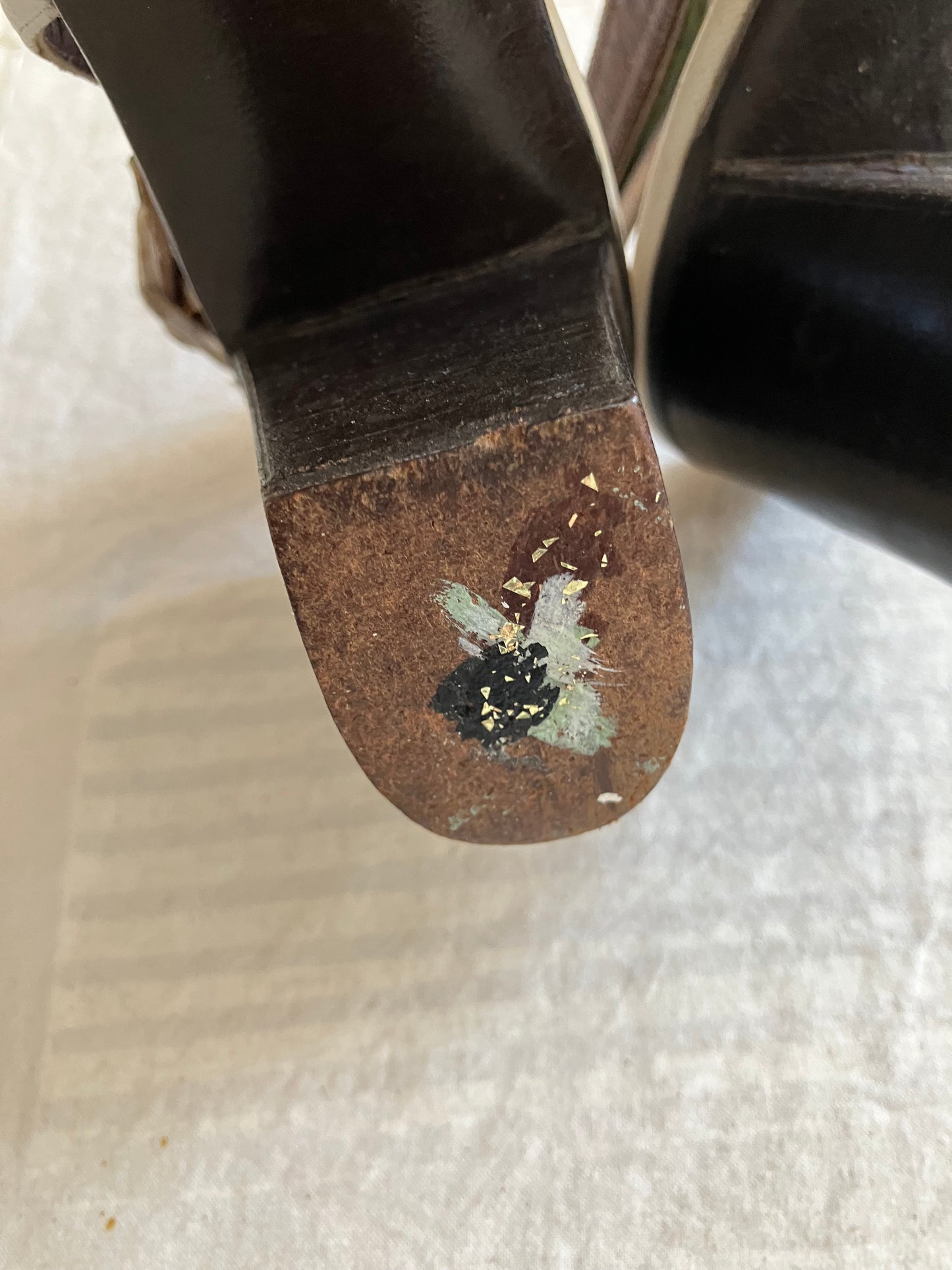 Kei Yamada - green shoots vintage square chunky heel