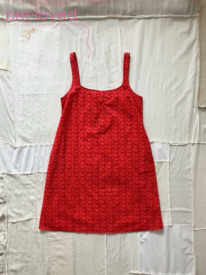 【Pre-loved】sula - plain dress - red flower