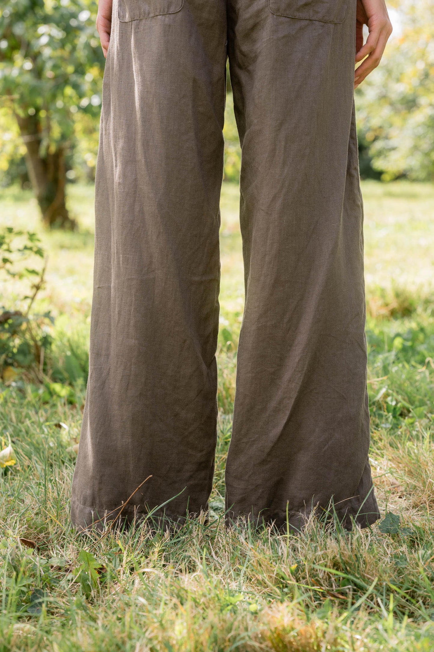 sula - flare pants french linen - ochre