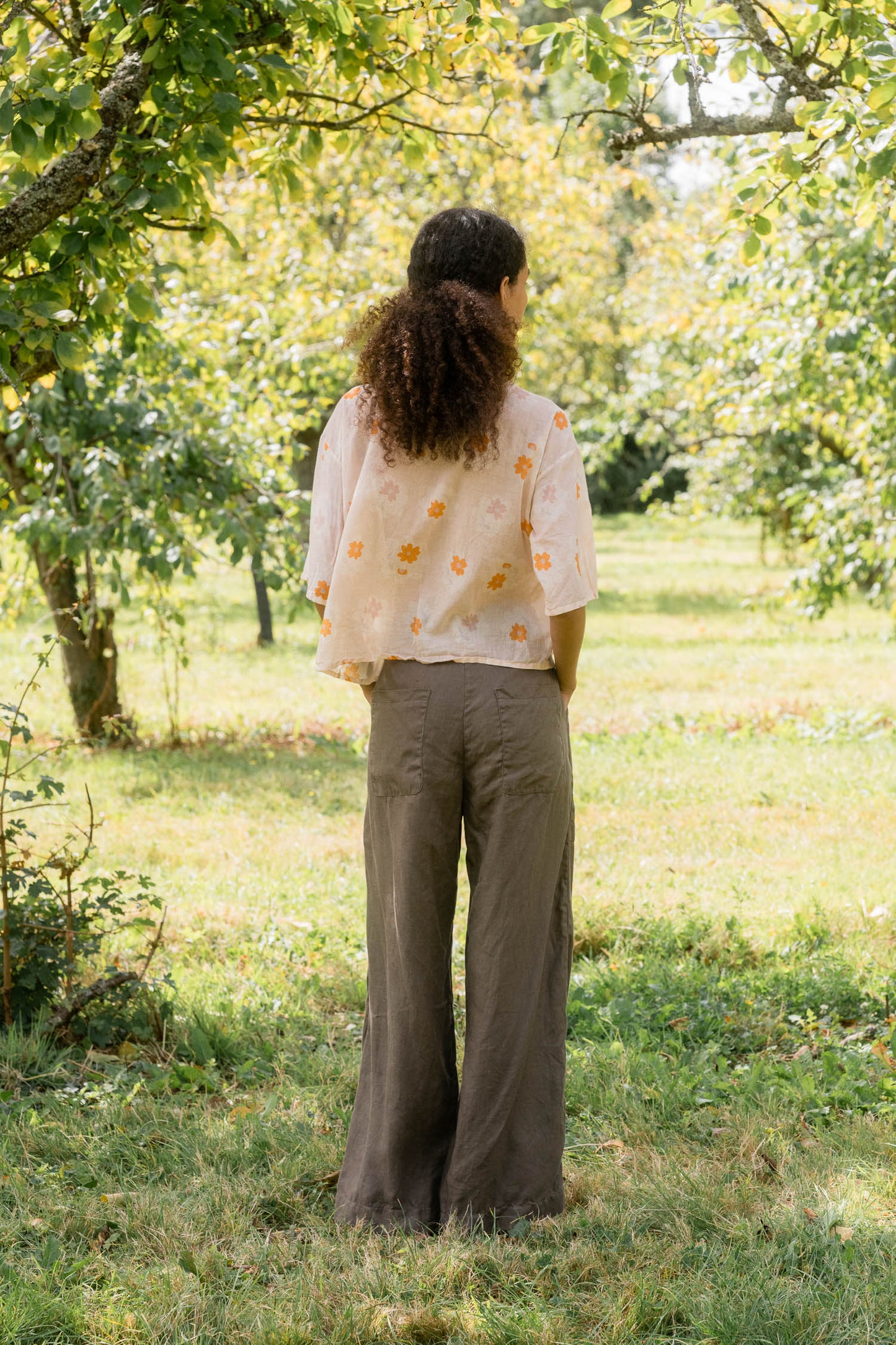 sula - flare pants french linen - ochre