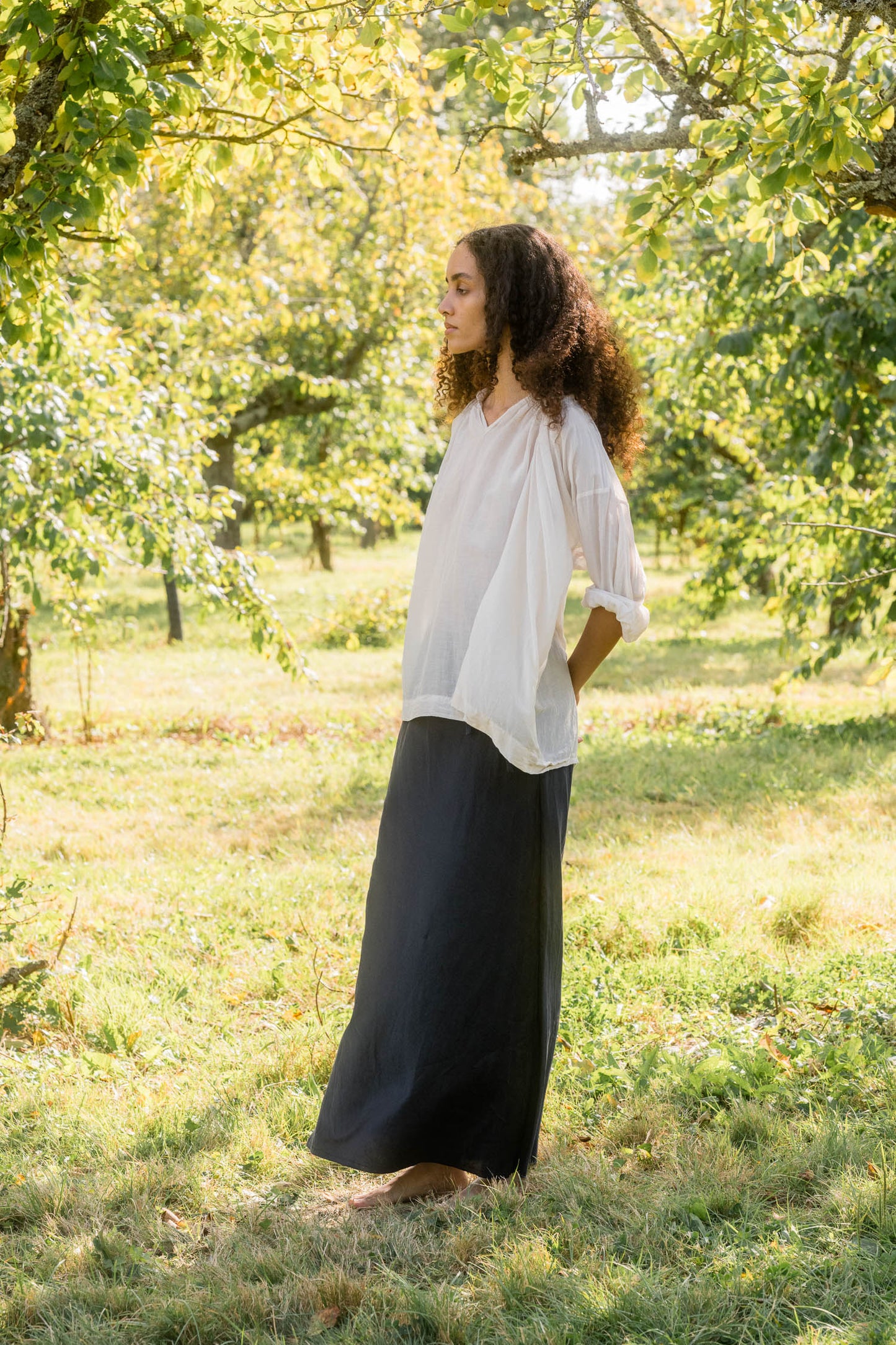 sula - bias cut long skirt - beluga