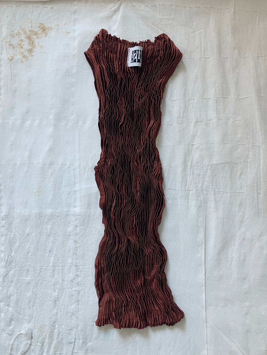 AZUR - Plissé Silk Tank Top - Mahogany