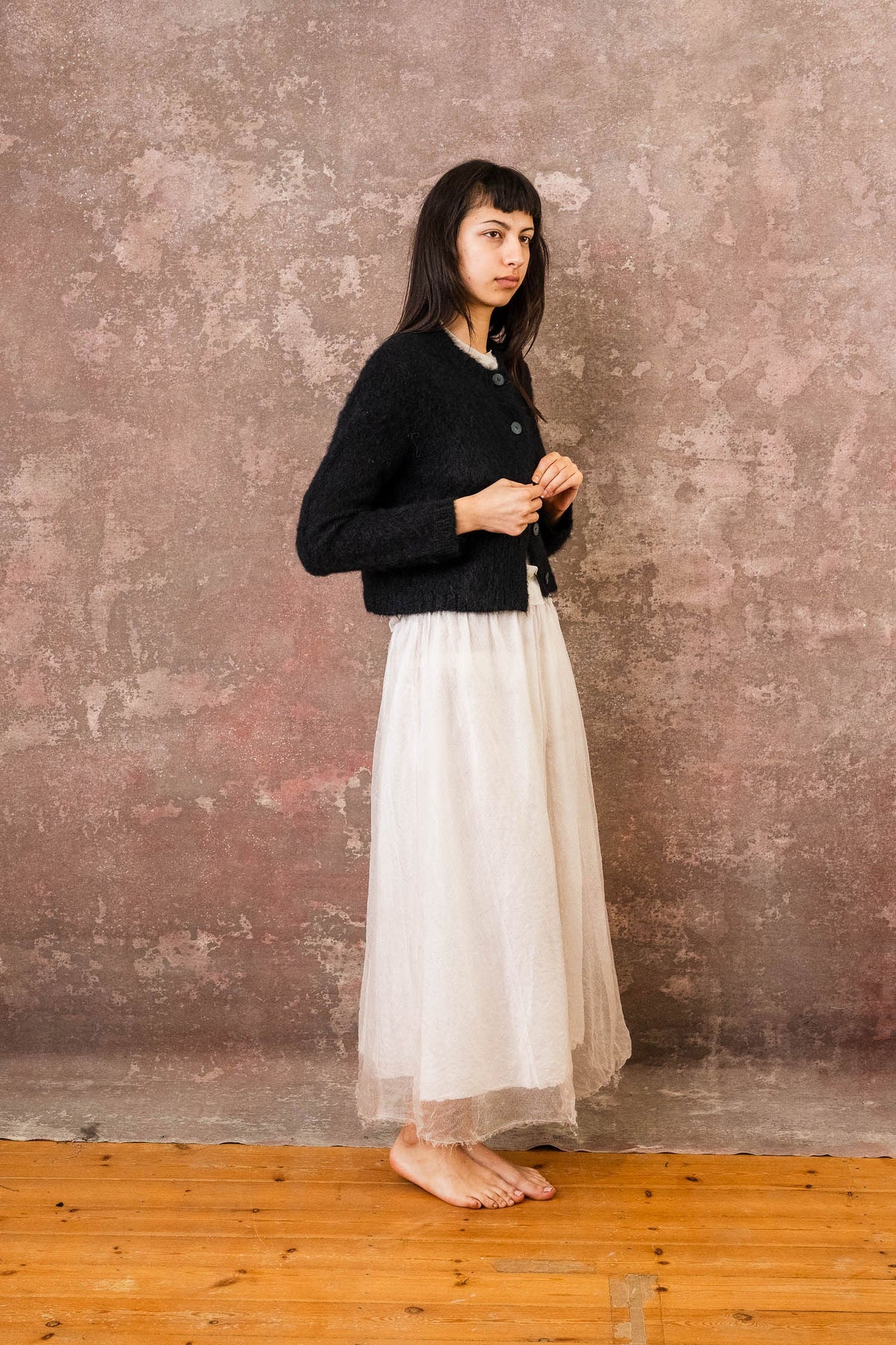 sula - elastic top skirt - silk organza print