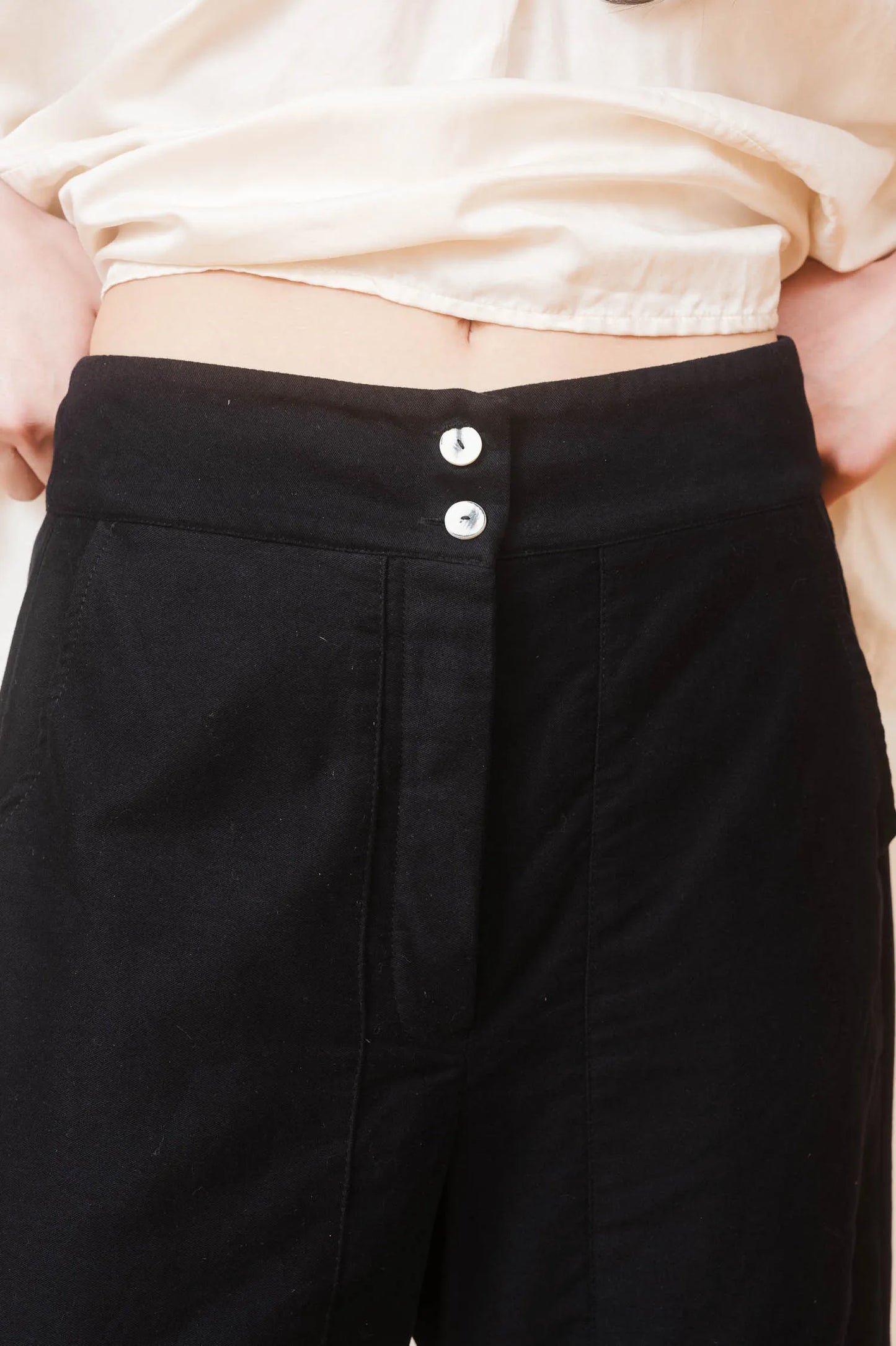 sula - flare pants velvetty cotton - dark navy