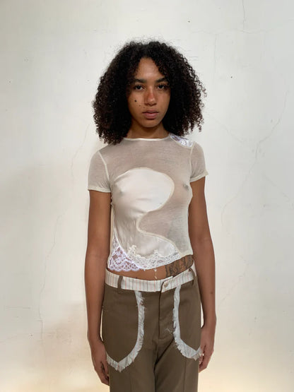 garbage core - LACES INTARSIO TEE