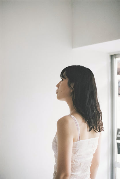 AZUR - Plissé Sheer Silk Appliqué Tube Top - Undyed (white)