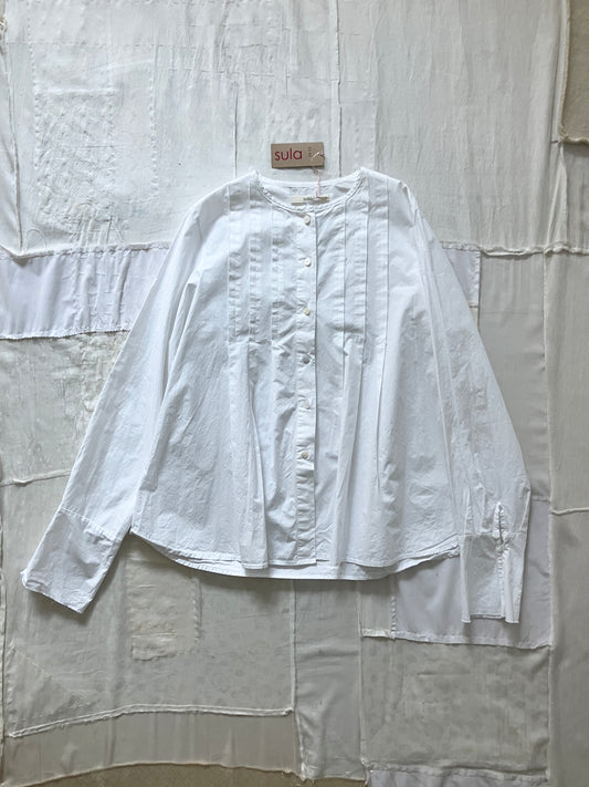 sula - pleat shirt kilberry cotton - white