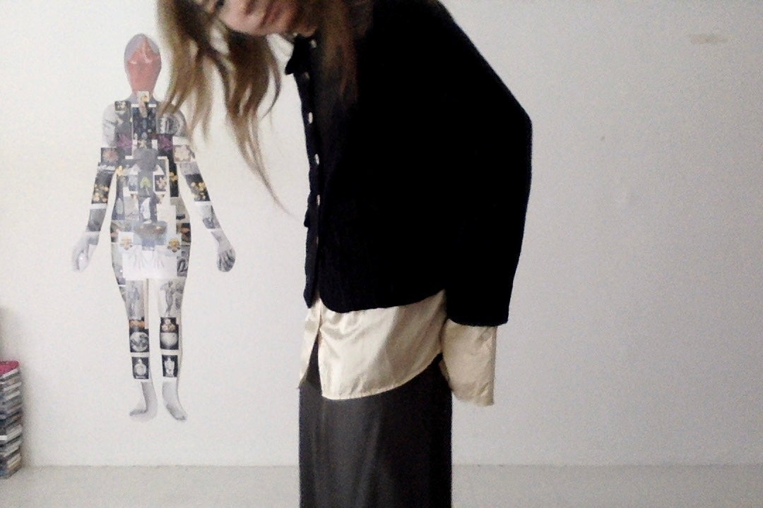 sula - frill stanley jacket - black wool stripe
