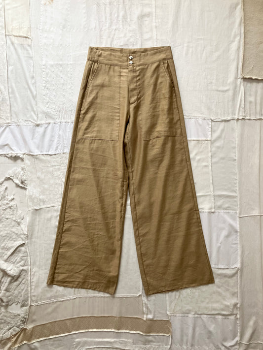 sula - flare pants french linen - ochre