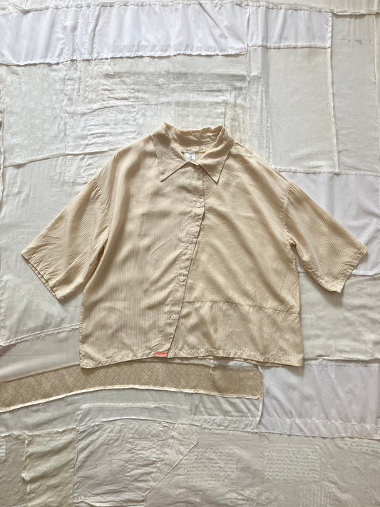 sula - clean patch shirt - gold & cream stripy turchi