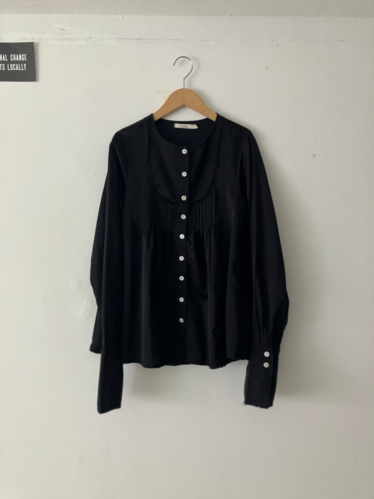 sula - new washed shirt - silk cotton satin - anthracite