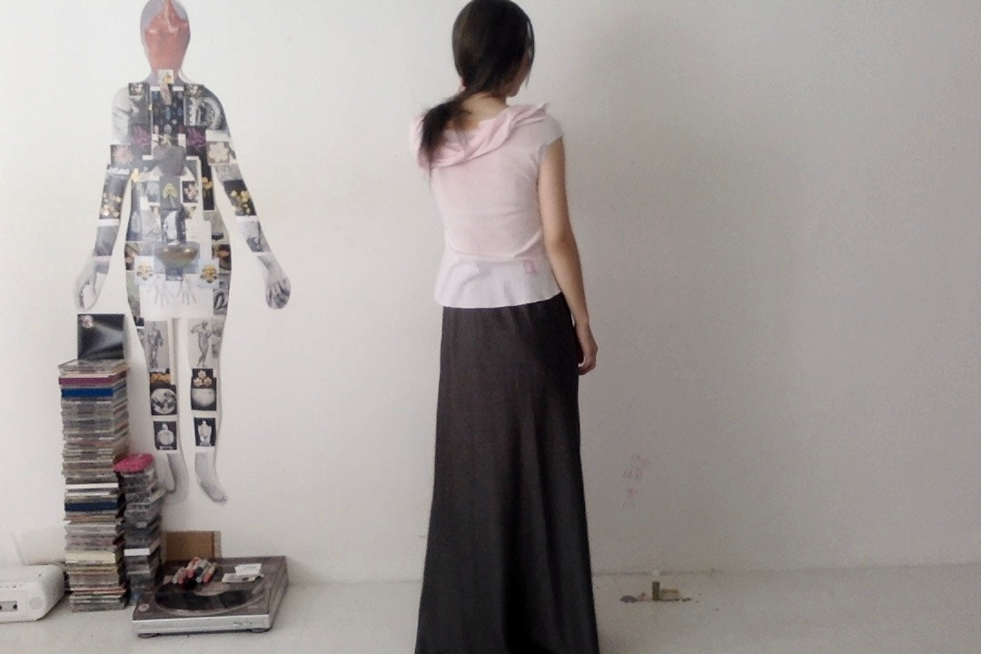 sula - bias cut long skirt - gunmetal