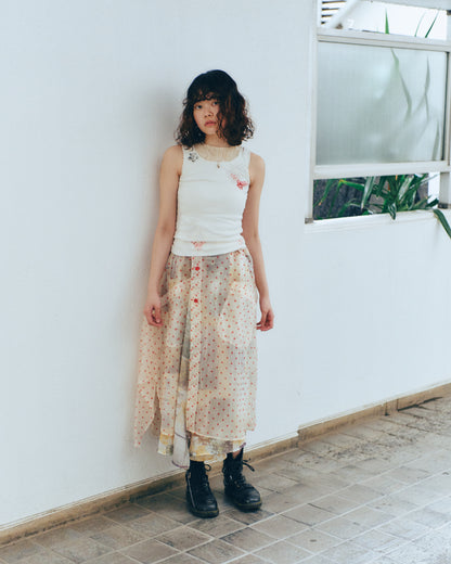 AZUR - Plissé Silk Tank Top - Off-White