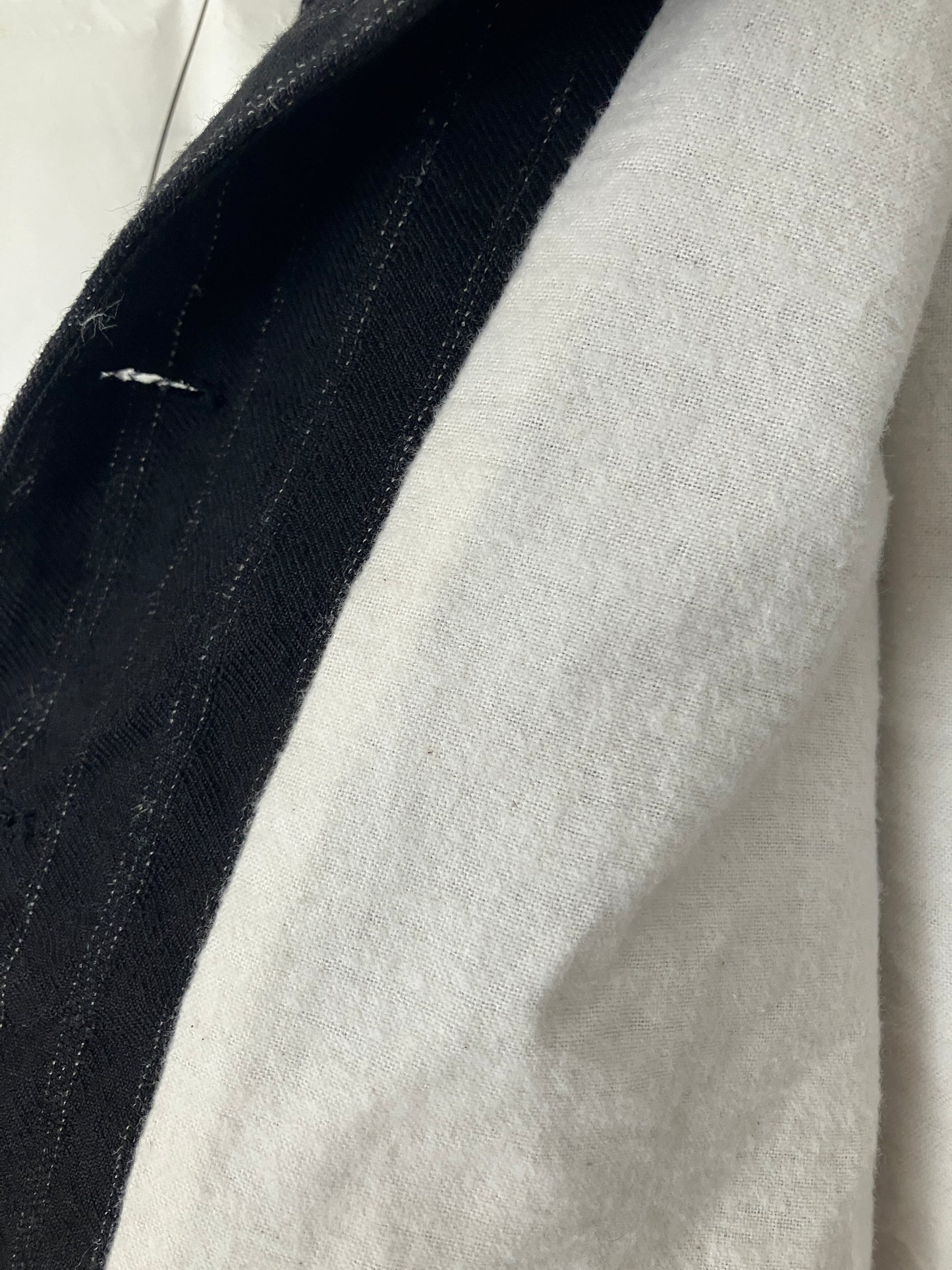 sula - frill stanley jacket - black wool stripe