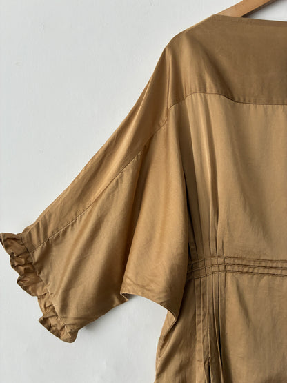 sula - doris dress - silk cotton satin - curry