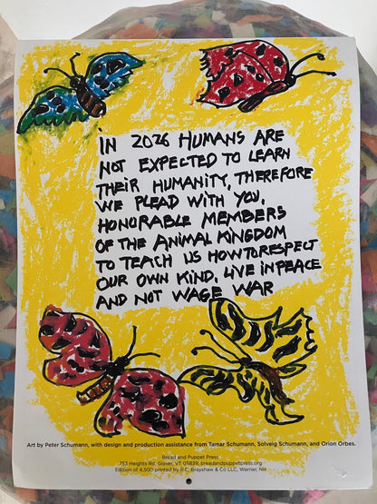Bread + Puppet Press - 2026 Animal Kingdom Advisory Calendar
