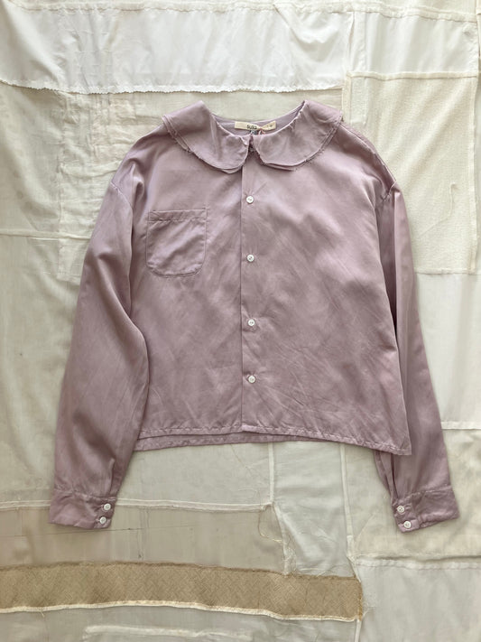 sula - round collar shirt - silk cotton satin - mauve