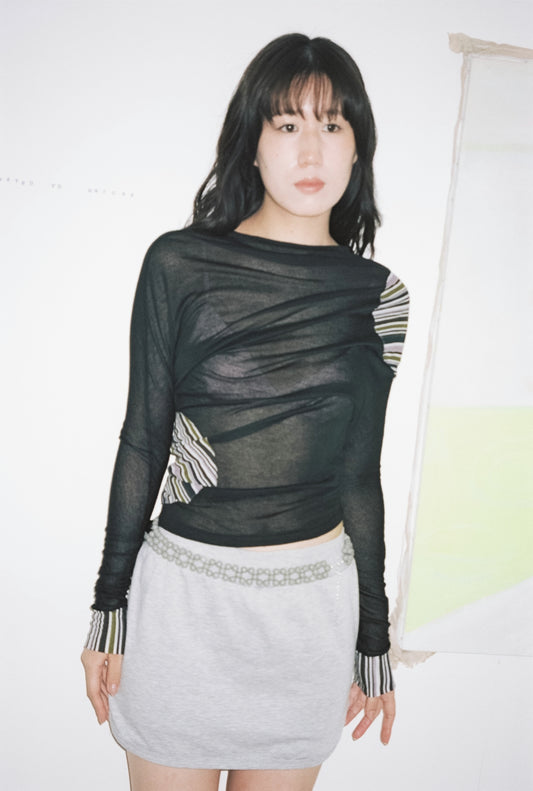 garbage core - ASYMMETRIC KNITTED TEE