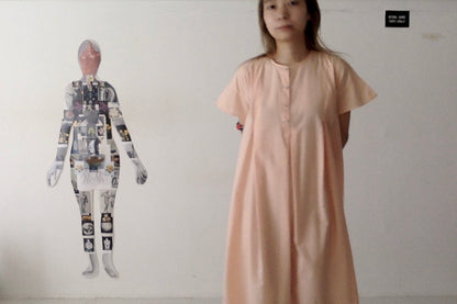 sula - dolls dress - cotton - tiny orange check