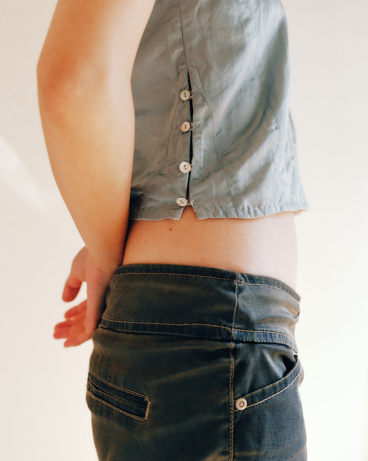 sula - corset top - pearl-blue