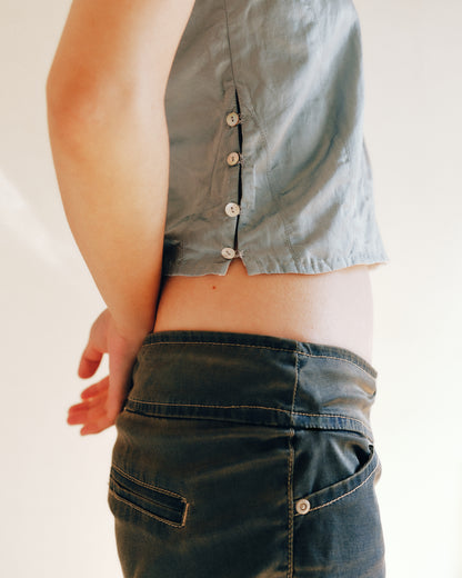 sula - corset top - pearl-blue