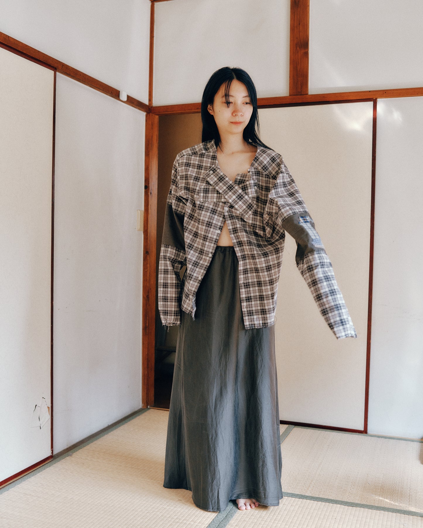 sula - bias cut long skirt - beluga