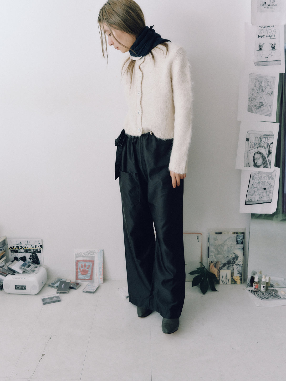 sula - nickel cardi fluffy alpaca - cream