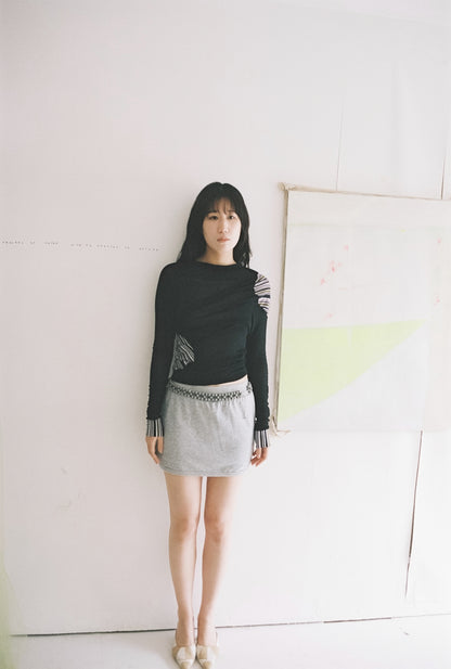 garbage core - ASYMMETRIC KNITTED TEE