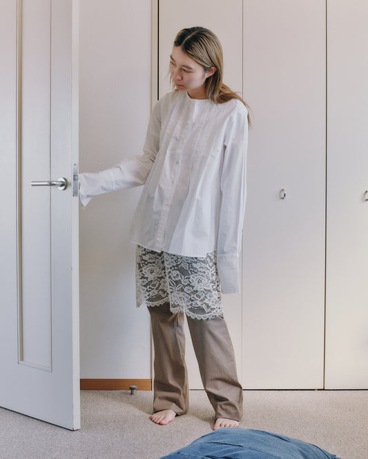 sula - pleat shirt kilberry cotton - white