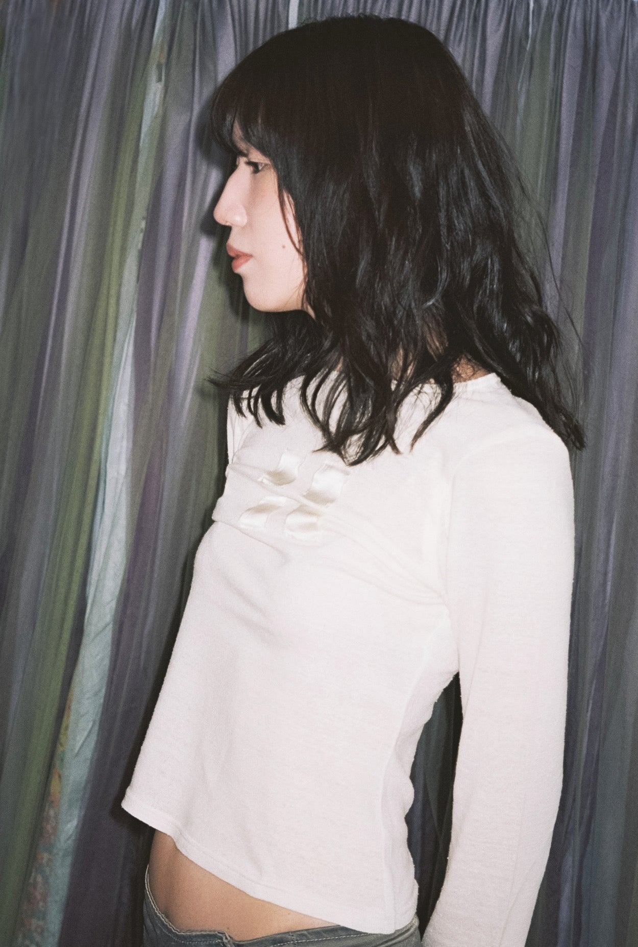 AZUR - Raw Silk Long Sleeve Tee + Offcuts - Undyed (light beige)