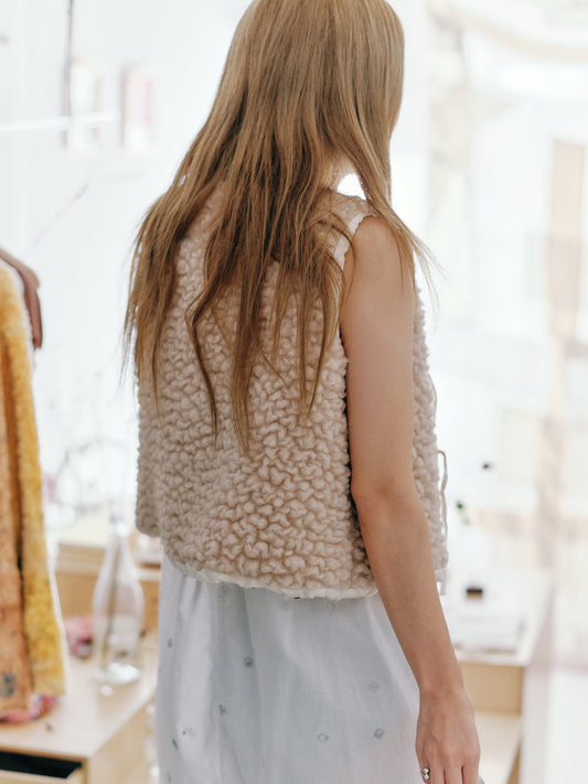 sula - wrap tie vest - big fluffy - crystal grey