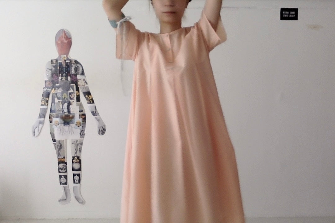 sula - dolls dress - cotton - tiny orange check